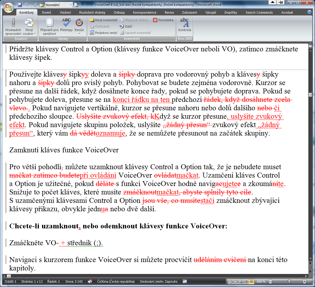 Opravy ve Wordu